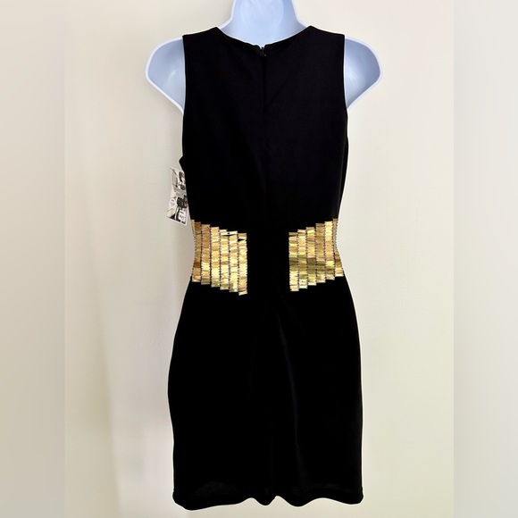 BEBE Black W/ Gold Metal Embellished
Cocktail Dress / SIZE S - Picture 5 of 7